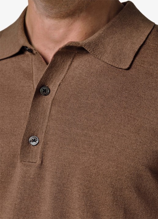 Profuomo Regular fit polo in linnenblend - detail 5 clay