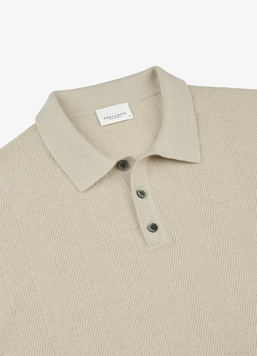 Profuomo Regular fit polo in linnenblend - detail 2 beige