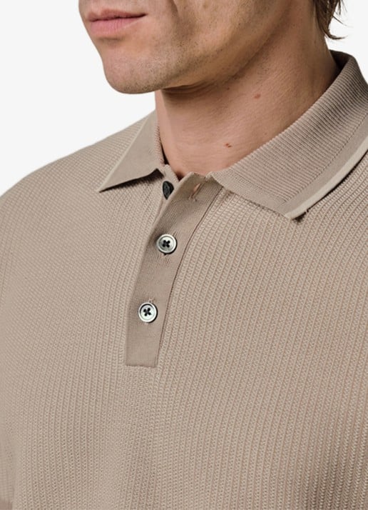 Profuomo Regular fit polo in zijdeblend - detail 5 beige