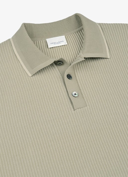 Profuomo Regular fit polo in zijdeblend - detail 6 beige
