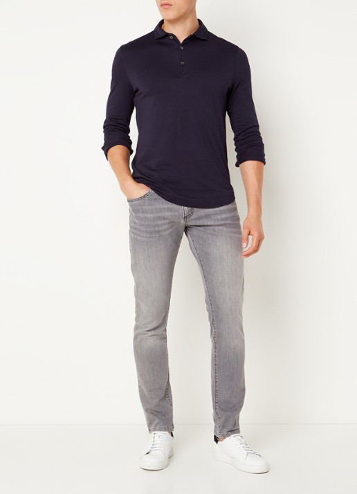Profuomo Regular fit polo met stretch - voorkant 2 donkerblauw