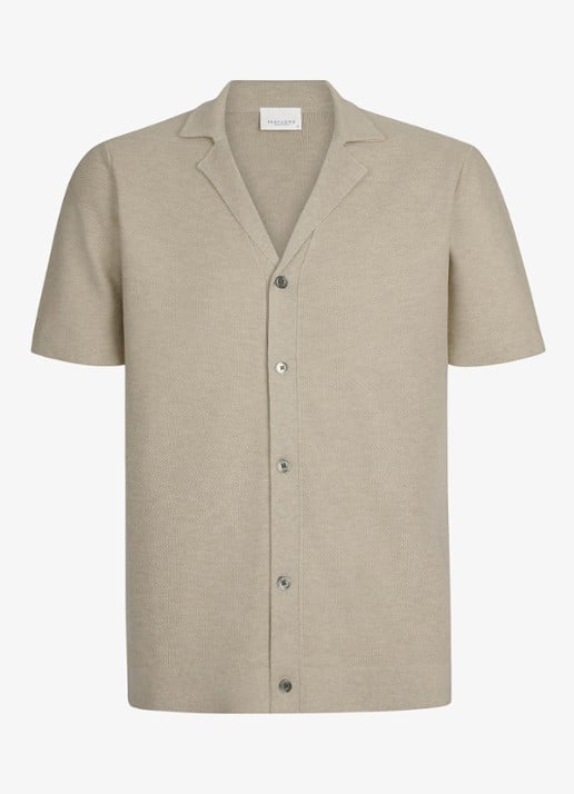 Profuomo Regular fit polo met structuur - voorkant 4 beige