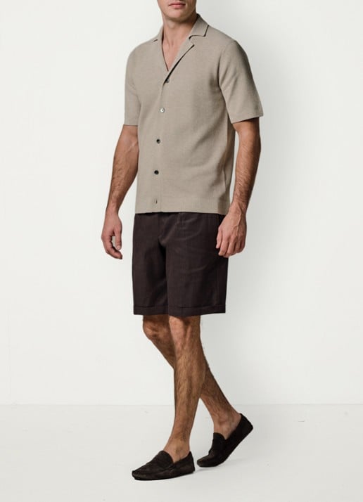 Profuomo Regular fit polo met structuur - voorkant 5 beige