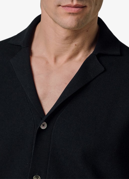 Profuomo Regular fit polo met structuur - detail 5 donkerblauw