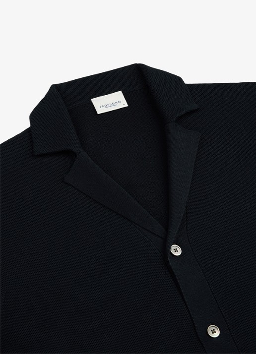 Profuomo Regular fit polo met structuur - detail 6 donkerblauw