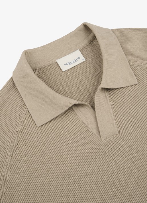 Profuomo Regular fit polo met structuur - detail 3 beige