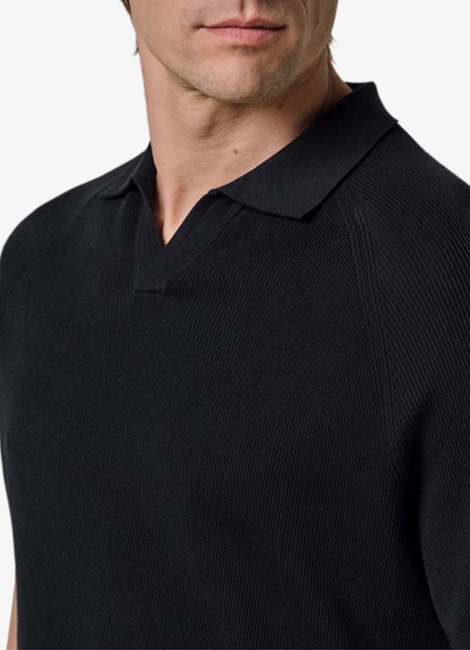 Profuomo Regular fit polo met structuur - detail 5 donkerblauw