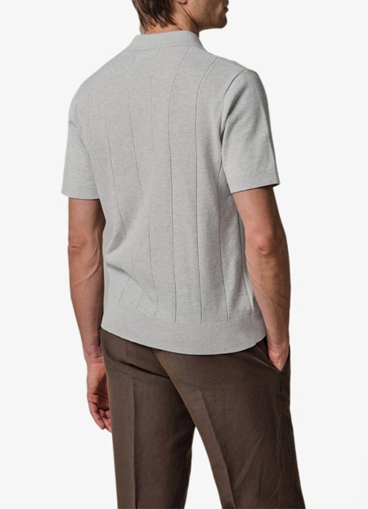 Profuomo Regular fit polo met structuur - achterkant 4 lichtgrijs