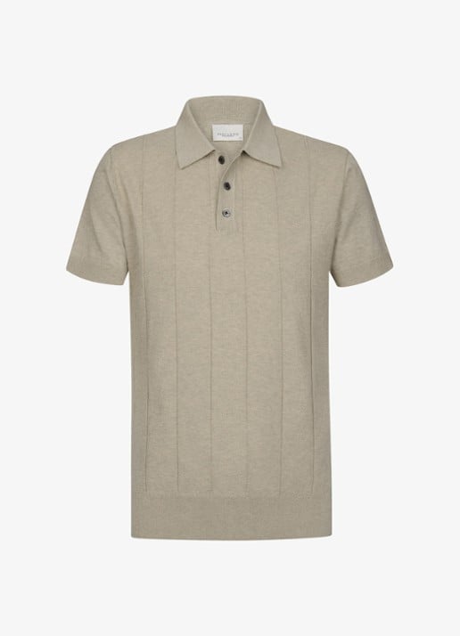Profuomo Regular fit polo met structuur - voorkant beige