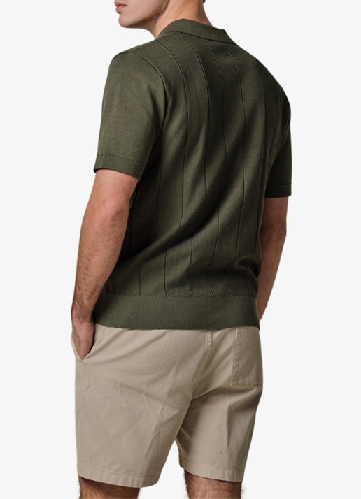 Profuomo Regular fit polo met structuur - achterkant donkergroen