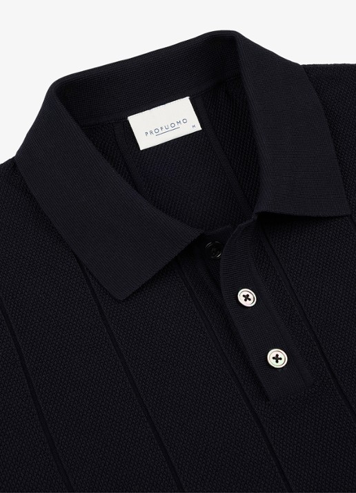Profuomo Regular fit polo met structuur - detail 6 donkerblauw
