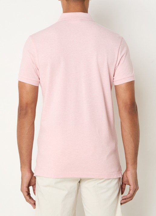Profuomo Regular fit polo van piqué katoen - achterkant 4 lichtroze