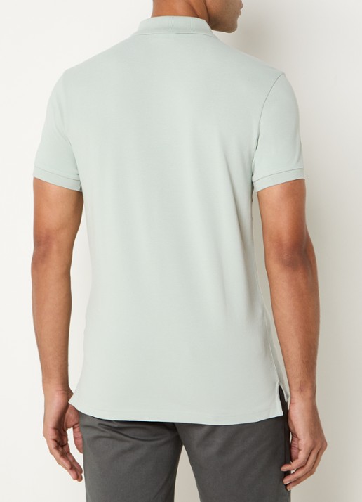 Profuomo Regular fit polo van piqué katoen - achterkant 4 lindegroen