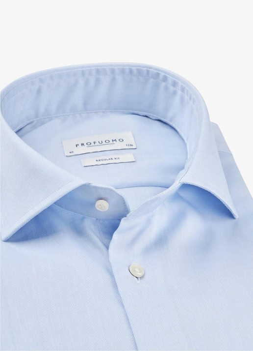 Profuomo Regular fit strijkvrij overhemd met cut away kraag - detail 2 lichtblauw