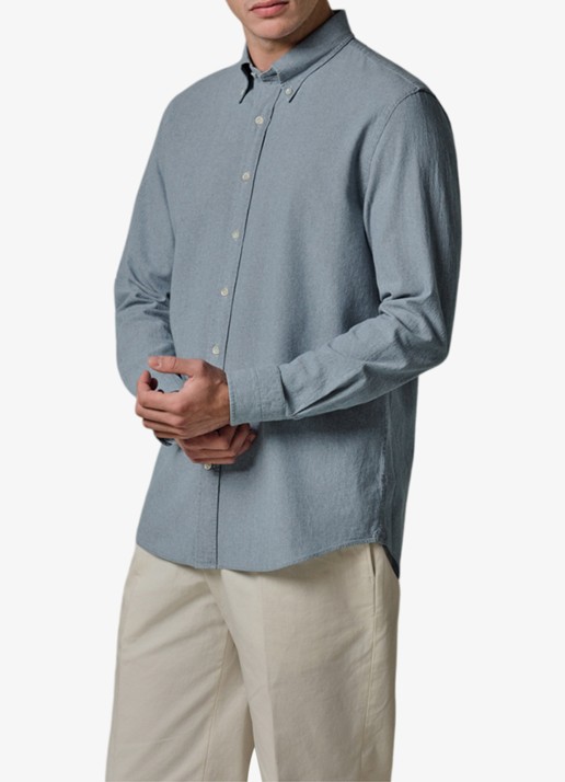 Profuomo Relax fit denim shirt - detail 4 blauw