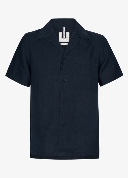 Profuomo Relax fit shirt in linnen - voorkant blauw