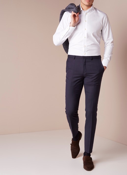 Profuomo Royal Twill No 6 slim fit overhemd met cut away kraag - voorkant 5 wit