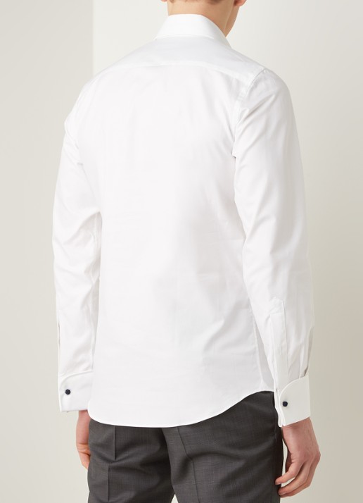 Profuomo Royal Twill No 7 slim fit overhemd met dubbele manchet - achterkant wit