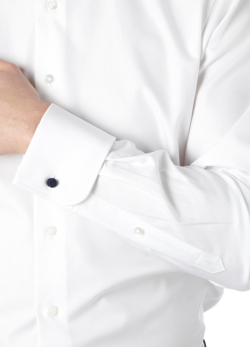 Profuomo Royal Twill No 7 slim fit overhemd met dubbele manchet - detail 3 wit