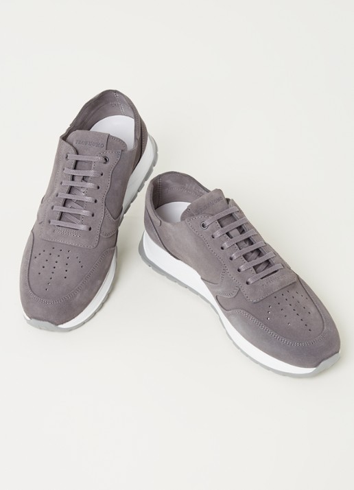 Profuomo Runner sneaker van suède - detail 2 donkergrijs