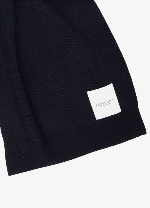 Profuomo Sjaal in wol blend - detail 2 donkerblauw