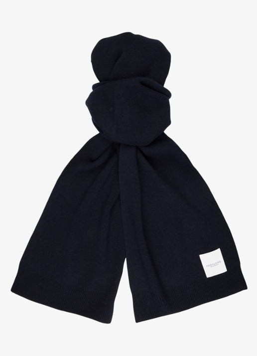 Profuomo Sjaal in wol blend - voorkant donkerblauw