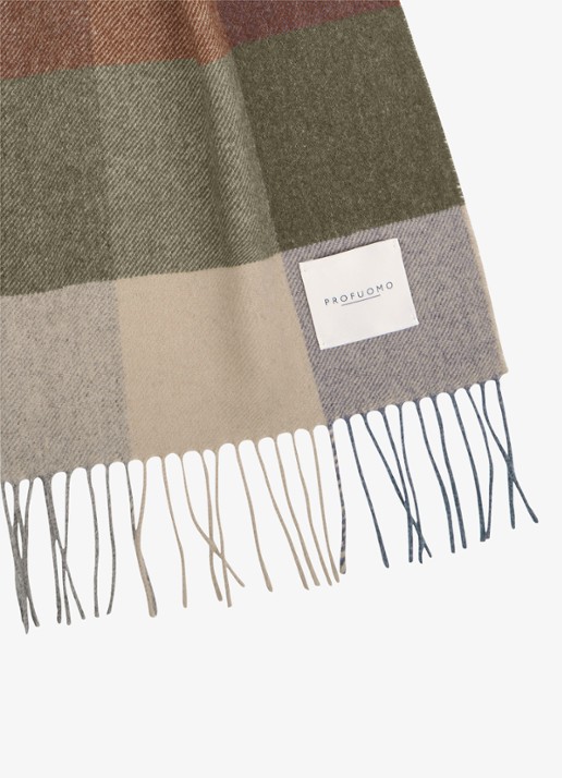 Profuomo Sjaal van lamswol met ruitdessin - detail 2 beige