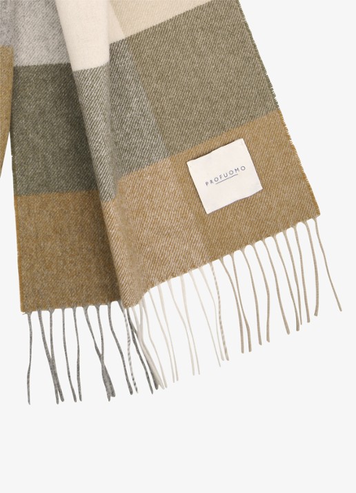 Profuomo Sjaal van lamswol met ruitdessin - detail camel