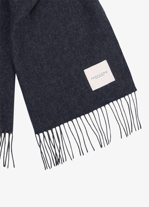 Profuomo Sjaal van lamswol - detail donkerblauw