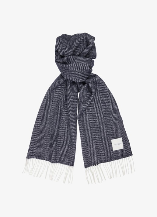 Profuomo Sjaal van lamswol - voorkant 2 donkerblauw