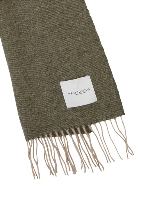 Profuomo Sjaal van wol - detail 2 donkerkhaki
