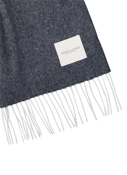 Profuomo Sjaal van wol - detail 2 donkerblauw