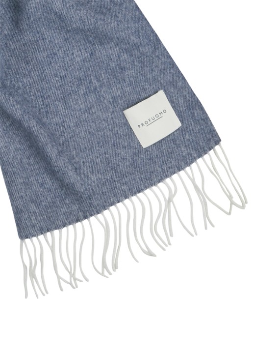 Profuomo Sjaal van wol - detail 2 royalblauw