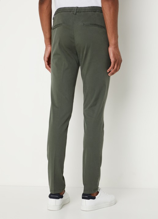 Profuomo Skinny fit chino  met steekzakken - achterkant 5 bronsgroen