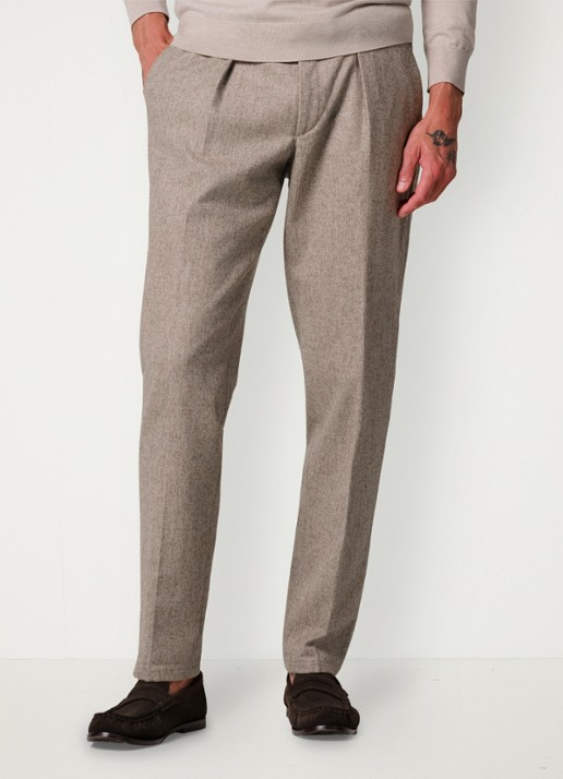 Profuomo Slim fit chino in wolblend - detail 3 beige