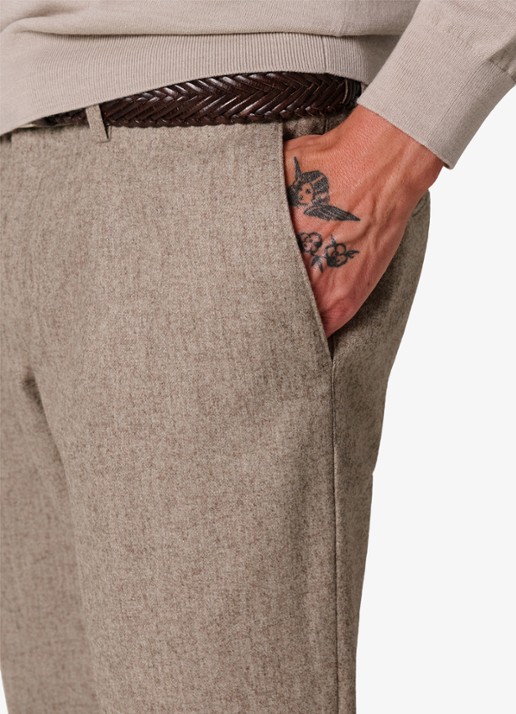 Profuomo Slim fit chino in wolblend - detail 5 beige
