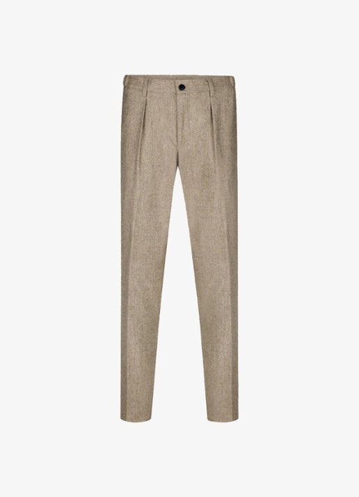 Profuomo Slim fit chino in wolblend - voorkant beige