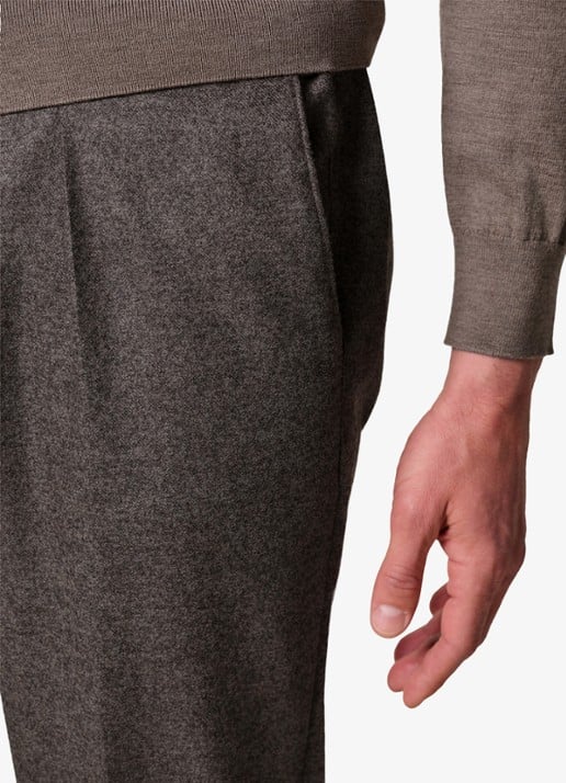 Profuomo Slim fit chino in wolblend - detail 3 antraciet