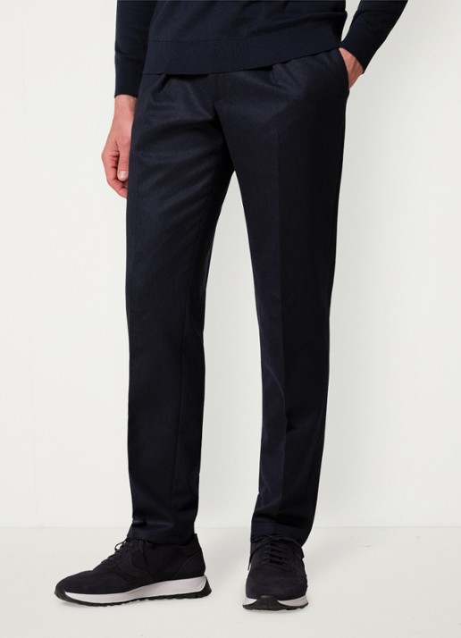 Profuomo Slim fit chino in wolblend - detail 3 donkerblauw