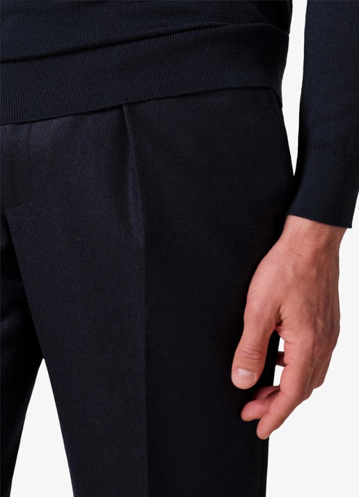 Profuomo Slim fit chino in wolblend - detail 5 donkerblauw