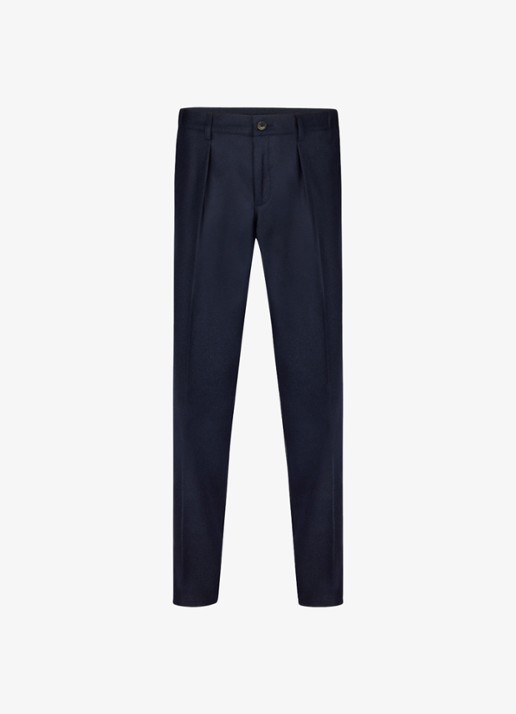 Profuomo Slim fit chino in wolblend - voorkant donkerblauw