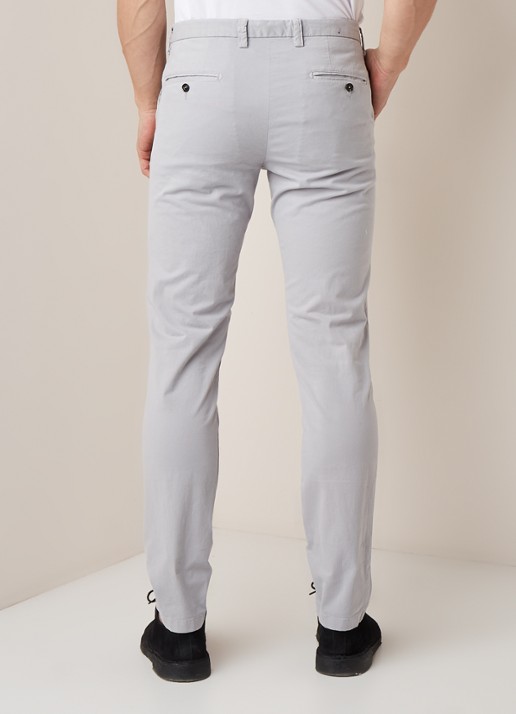 Profuomo Slim fit chino met steekzakken  - achterkant lichtgrijs