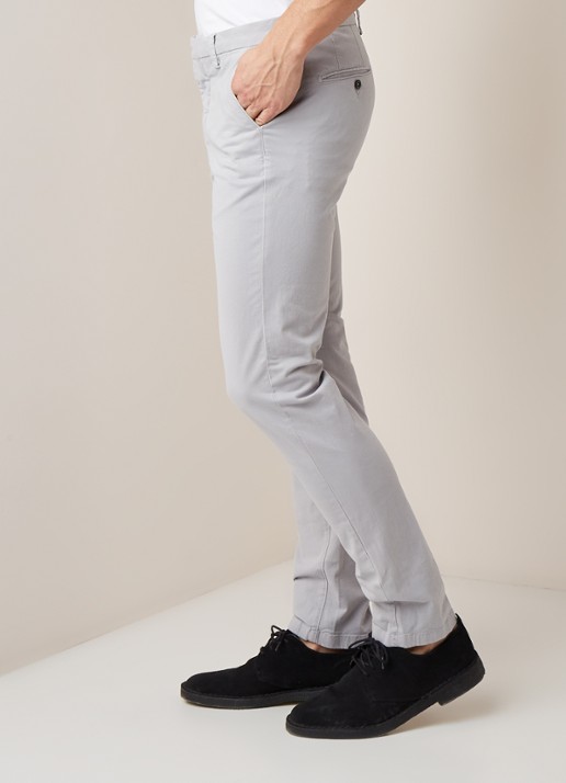 Profuomo Slim fit chino met steekzakken  - detail 2 lichtgrijs
