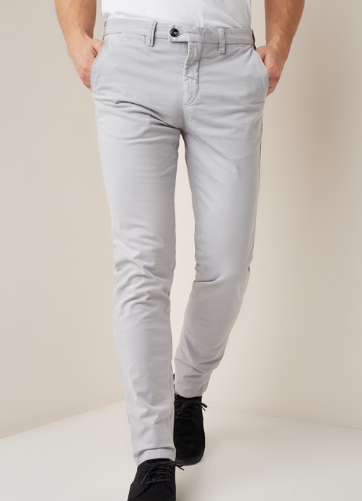 Profuomo Slim fit chino met steekzakken  - detail 3 lichtgrijs
