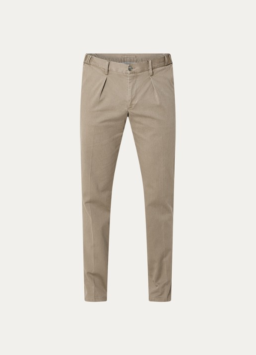 Profuomo Slim fit chino met steekzakken - voorkant 2 donkerbeige