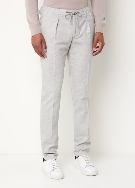 Profuomo Slim fit chino met trekkoord en steekzakken - detail lichtgrijs