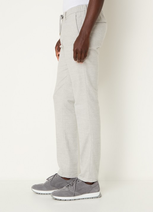 Profuomo Slim fit chino met trekkoord en steekzakken - detail 4 lichtgrijs