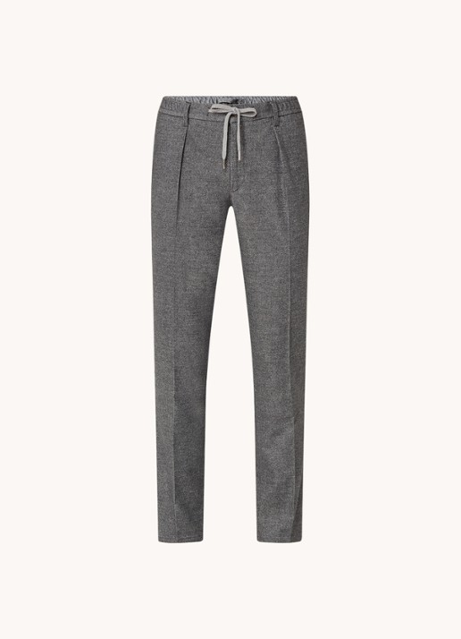 Profuomo Slim fit chino met trekkoord en steekzakken - voorkant 10 antraciet