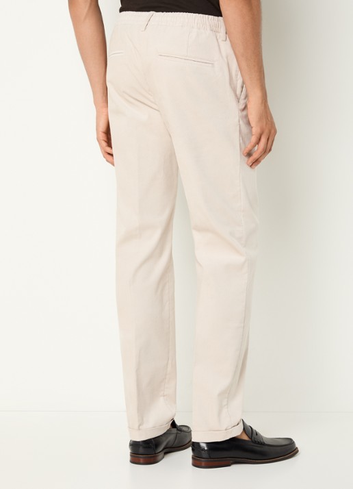 Profuomo Slim fit chino van corduroy met steekzakken - achterkant beige