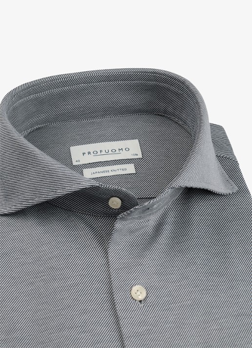 Profuomo Slim fit Japanese knitted shirt overhemd - detail 5 royalblauw